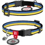 Нашийник для котів нейлоновий WAUCAT Nylon з QR-паспортом, малюнок «Colors of freedom», пластиковий фастекс, XS, 10 мм (20-30 см)