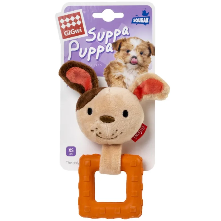 Іграшка для цуценят Собачка з пискавкою GiGwi Suppa Puppa, текстиль/гума, 15 см