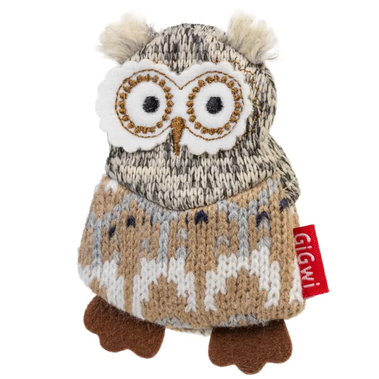Іграшка для собак Сова з пискавкою GiGwi Plush, текстиль, 10 см