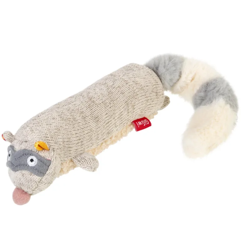 Іграшка для собак Єнот з пискавкою GiGwi Plush, текстиль, 17 см