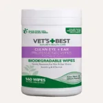 Серветки Vet's Best Clean Eye + Ear Professional Wipes для очищення очей і вух собак і котів, 160 шт