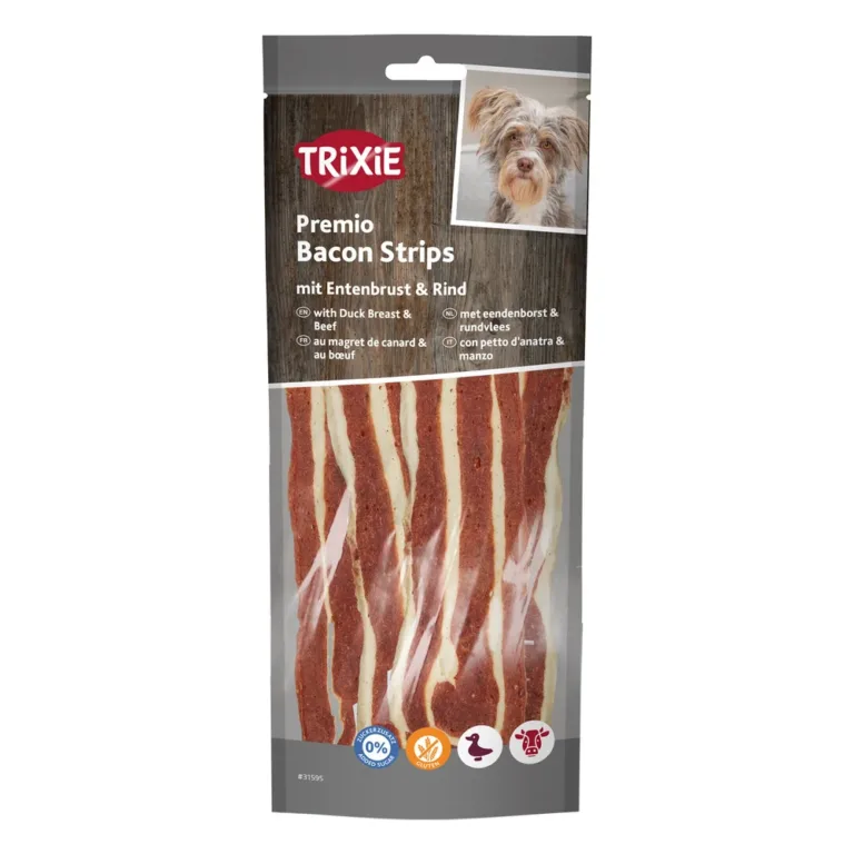 Ласощі Trixie Premio Bacon Strips смужки бекону з качиною грудкою та яловичиною для собак, 19 см, 80 г