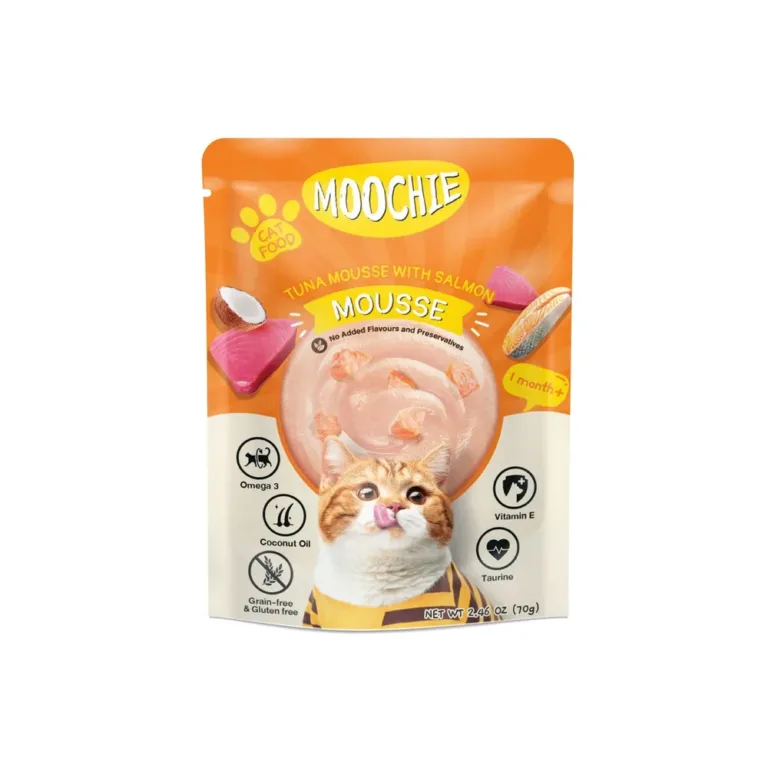 Вологий корм для котів Moochie Mousse мус з тунця та лосося 70 г