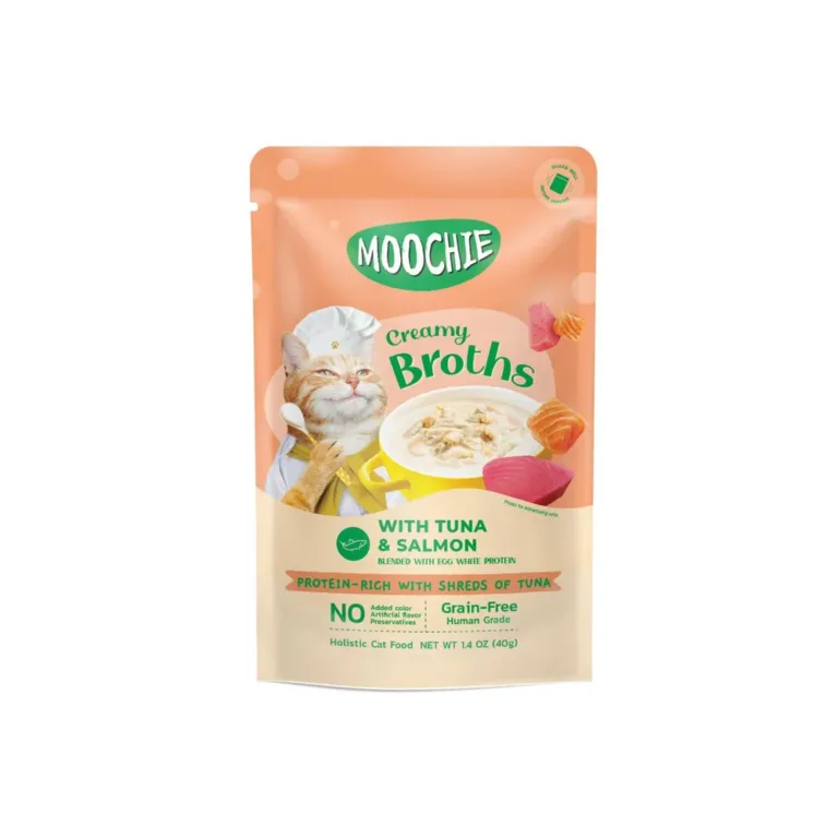 Вологий корм для котів Moochie Creamy Broth кремовий бульйон з тунцем та лососем 40 г