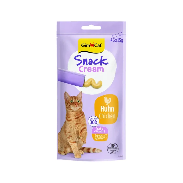 Ласощі GimCat Snack Cream з куркою для котів, 6 x 15 г