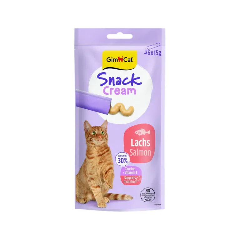 Ласощі GimCat Snack Cream з лососем для котів, 6 x 15 г