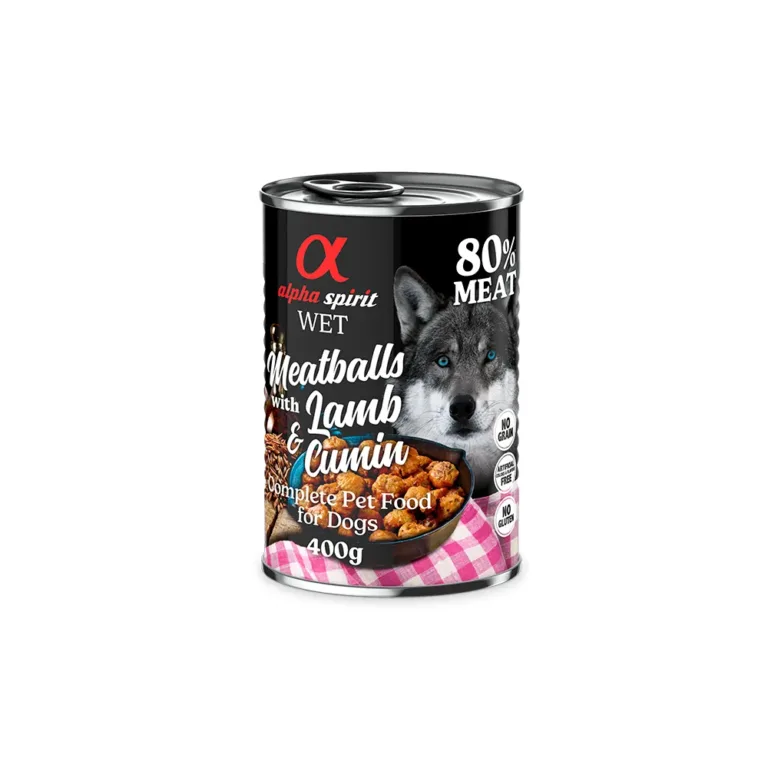 Вологий корм для дорослих собак Alpha Spirit Meatballs з ягням та кумином, 400 г
