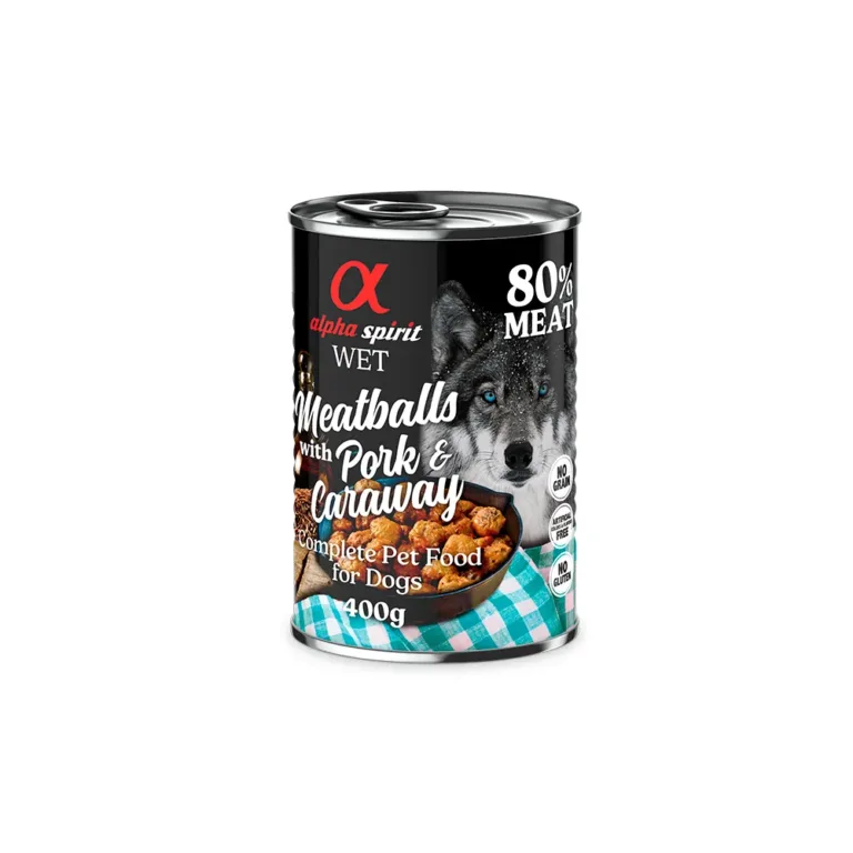 Вологий корм для дорослих собак Alpha Spirit Meatballs зі свининою та кмином, 400 г