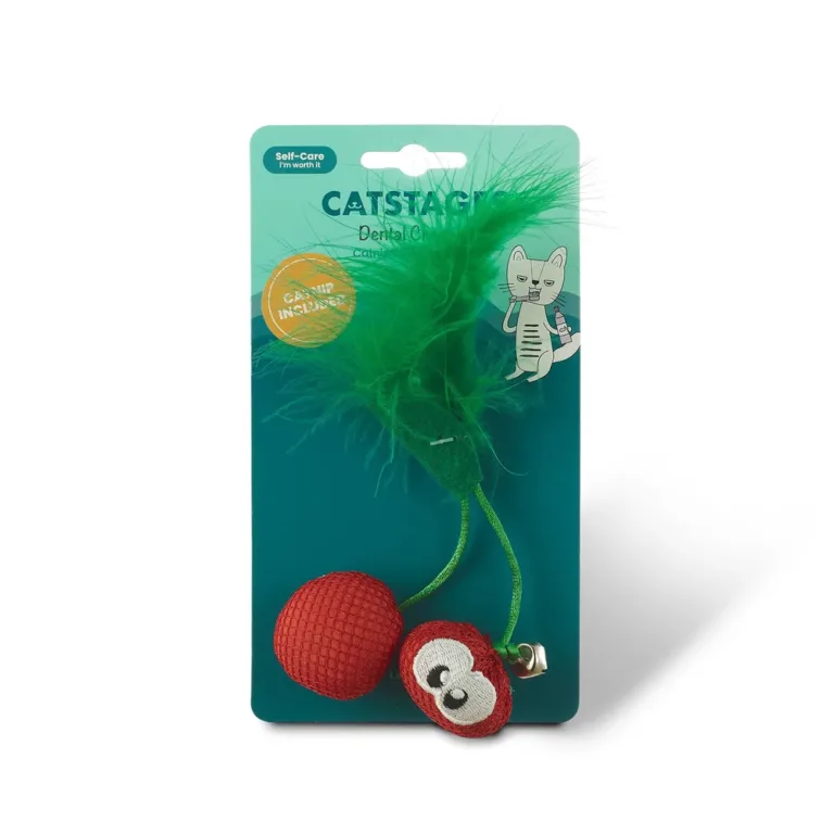 Іграшка Catstages Dental Cherries вишні для зубів з котячою м'ятою для котів, червона