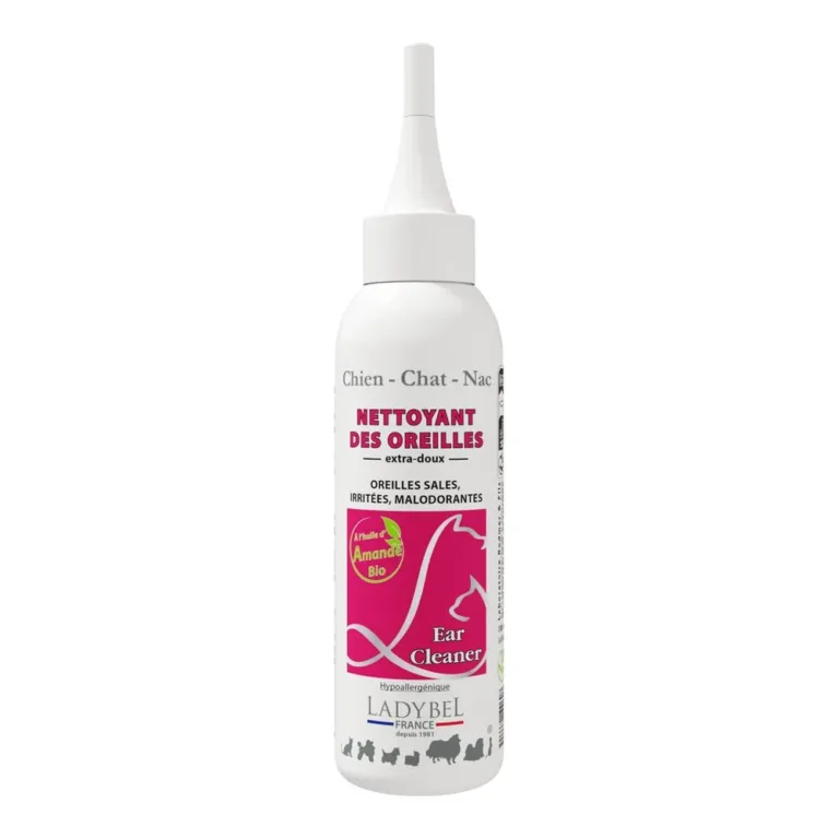 Молочко для очищення вух Ladybel Ear Cleaner з олією мигдалю для собак та котів, 100 мл