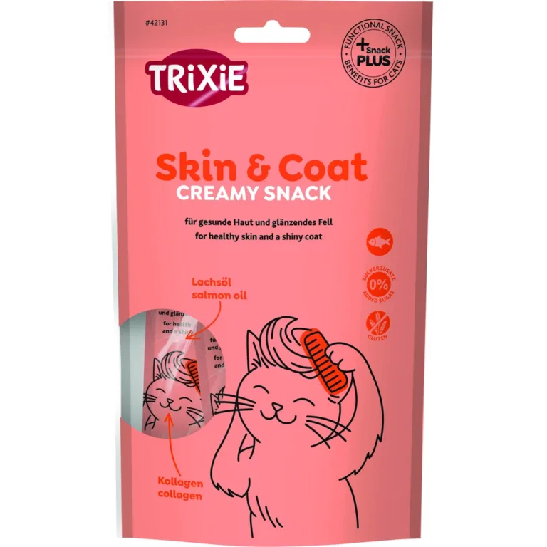 Ласощі Trixie Creamy для шкіри та шерсті з лососем і колагеном для котів, 5 x 14 г