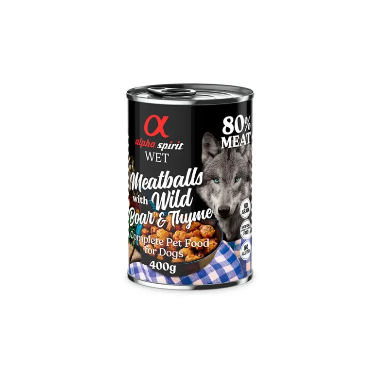 Вологий корм для дорослих собак Alpha Spirit Meatballs з диким кабаном та чебрецем, 400 г