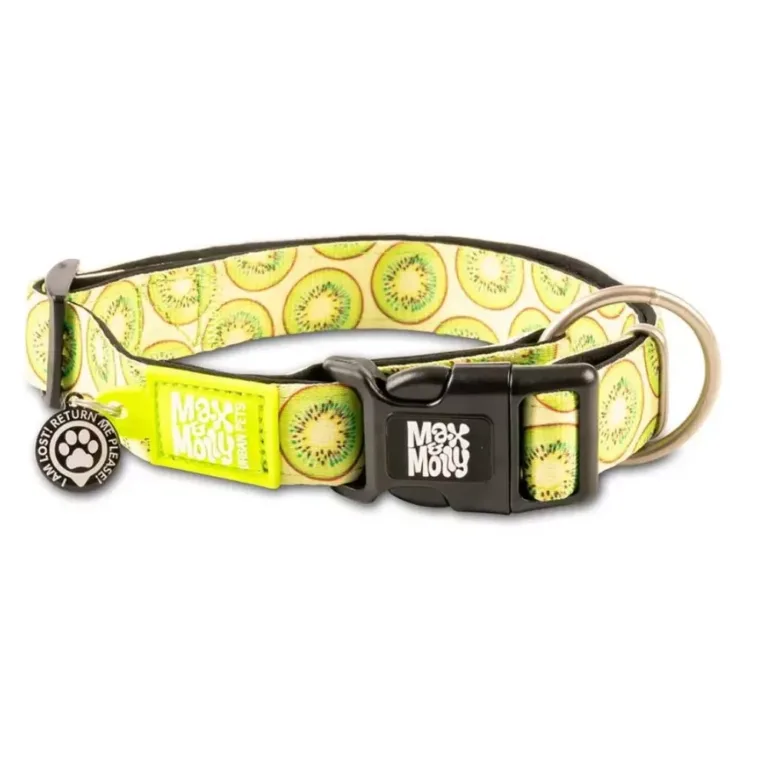 Нашийник для собак Max & Molly Smart ID Collar Kiwi з принтом ківі, розмір L 🥝
