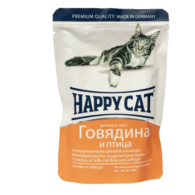 Вологий корм Happy Cat з яловичиною і птицею для котів, 100 г