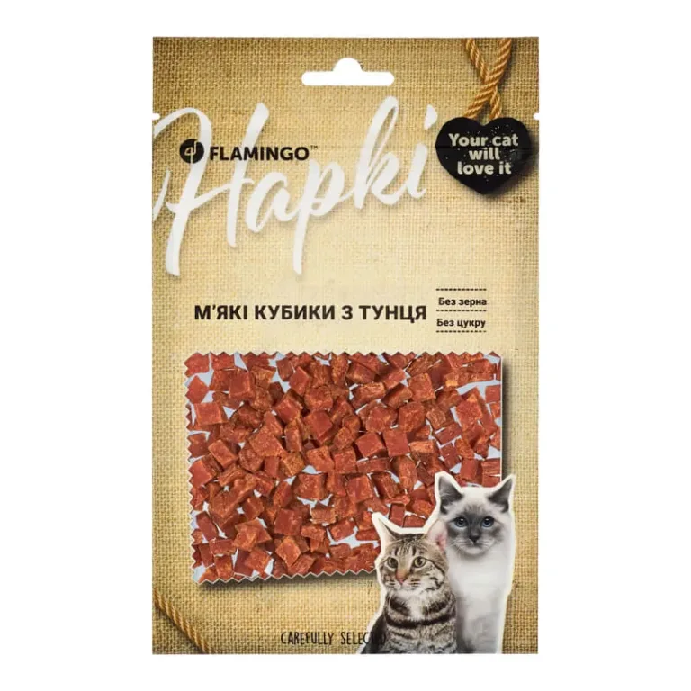 Ласощі Flamingo м’які кубики з тунцем для котів, 50 г
