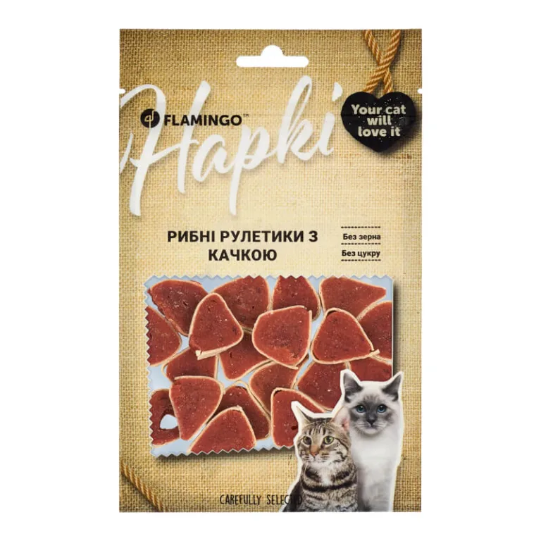 Ласощі Flamingo суші з качкою та тріскою для котів, 50 г