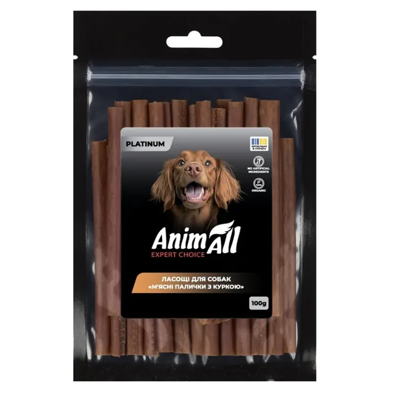 Ласощі для собак AnimAll PLATINUM м'ясні палички з куркою