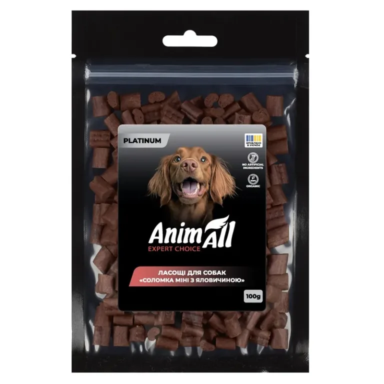 Ласощі для собак AnimAll PLATINUM соломка міні з яловичиною