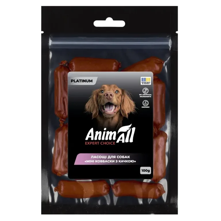 Ласощі для собак AnimAll PLATINUM міні ковбаски з качкою
