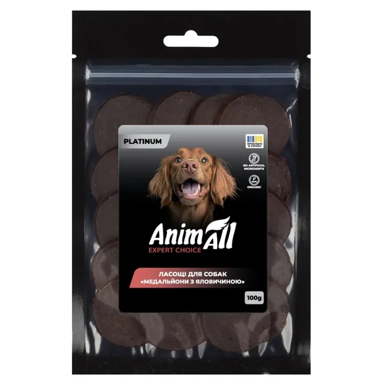 Ласощі для собак AnimAll PLATINUM медальйони з яловичиною