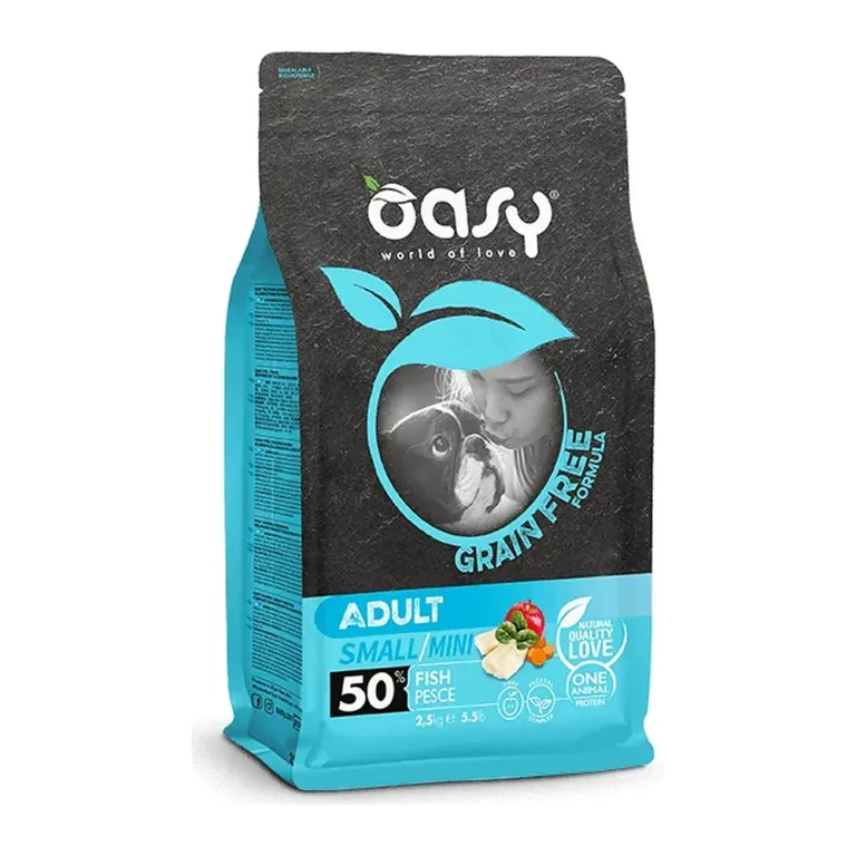 Сухий корм для собак малих і мініатюрних порід OASY Grain Free Adult з рибою, яблуком та бататом