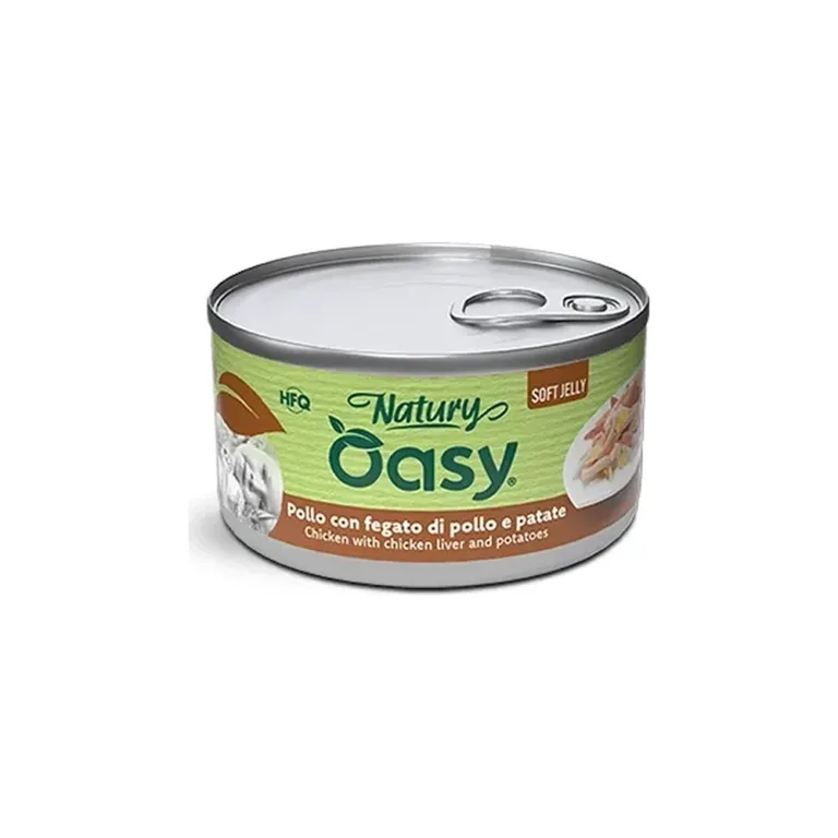 Вологий корм для котів OASY Natury Soft Jelly з куркою, курячою печінкою та картоплею у желе, 85 г