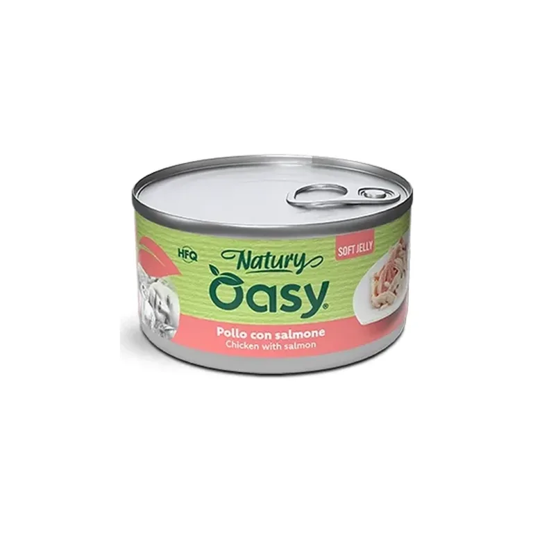 Вологий корм для котів OASY Natury Soft Jelly з куркою та лососем у желе, 85 г