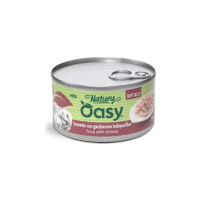 Вологий корм для котів OASY Natury Soft Jelly з тунцем та креветками у желе, 85 г