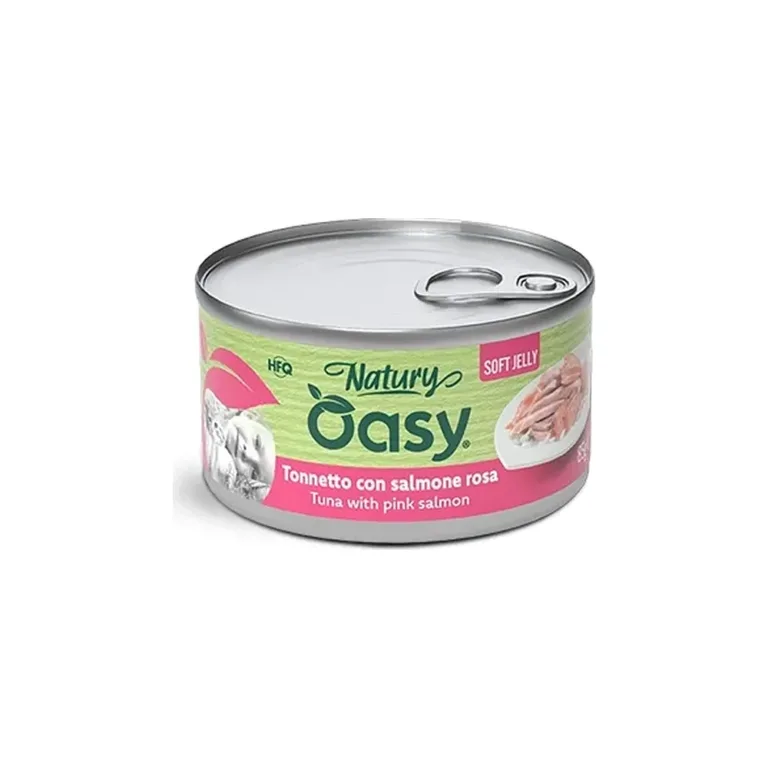 Вологий корм для котів OASY Natury Soft Jelly з тунцем та лососем у желе, 85 г