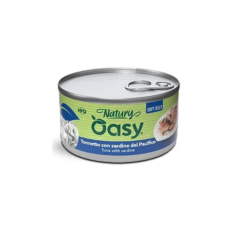 Вологий корм для котів OASY Natury Soft Jelly з тунцем та сардинами у желе, 85 г