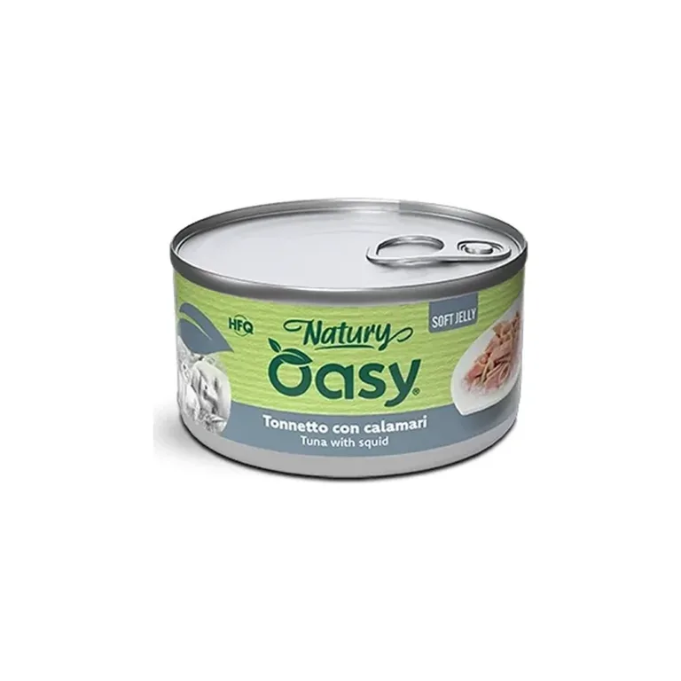 Вологий корм для котів OASY Natury Soft Jelly з тунцем та кальмарами у желе, 85 г