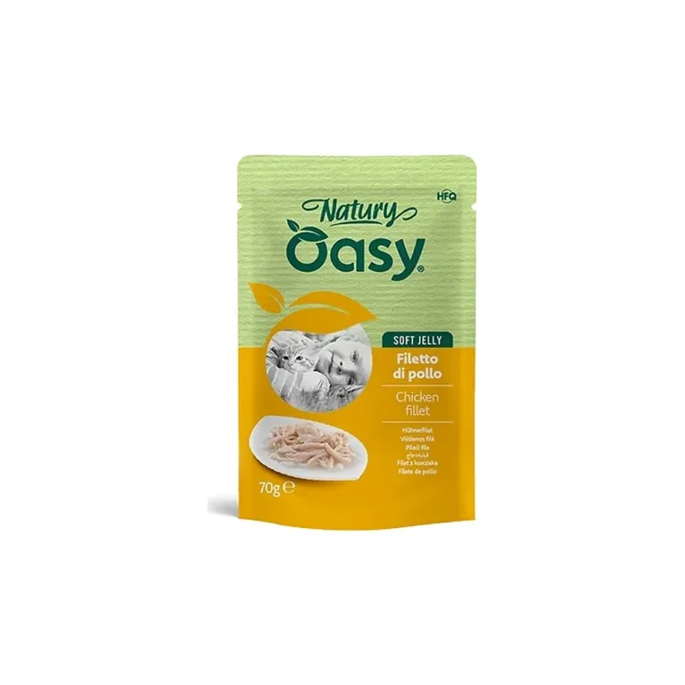 Вологий корм для котів OASY Natury Soft Jelly з курячим філе у желе, пауч 70 г