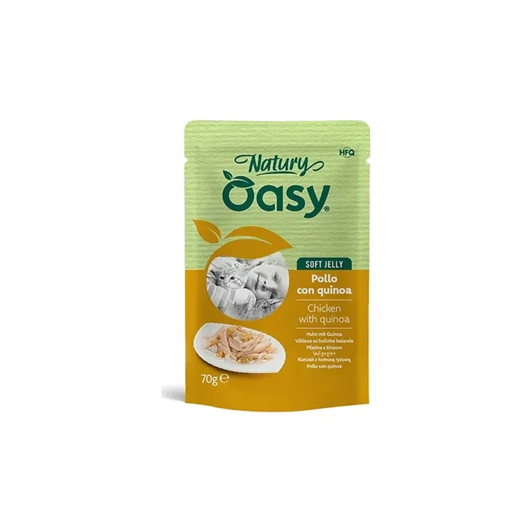 Вологий корм для котів OASY Natury Soft Jelly з куркою та кіноа у желе, пауч 70 г