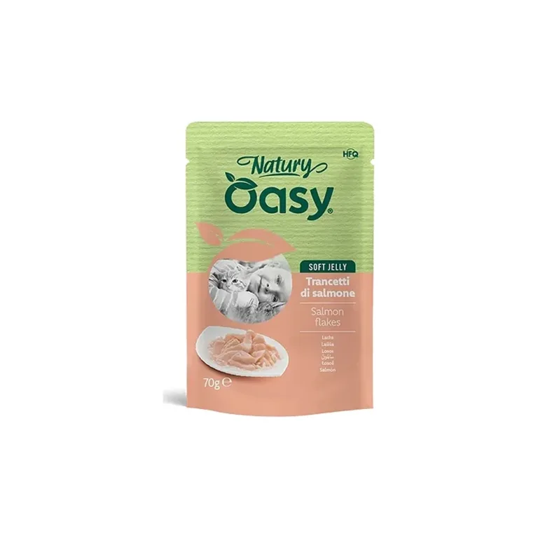 Вологий корм для котів OASY Natury Soft Jelly з лососем у желе, пауч 70 г