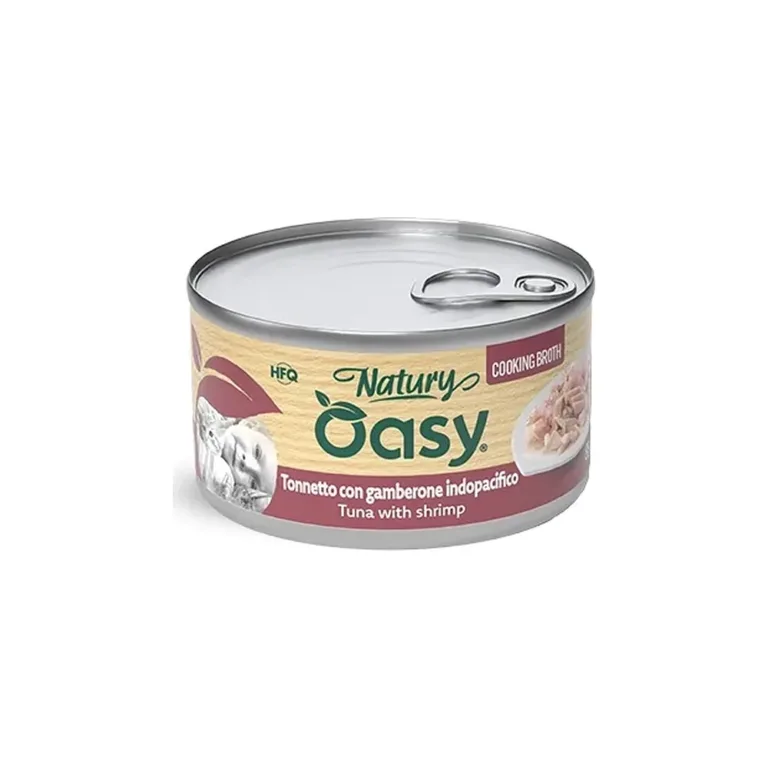 Вологий корм для котів OASY Natury Cooking Broth з тунцем та креветками у бульйоні, 85 г