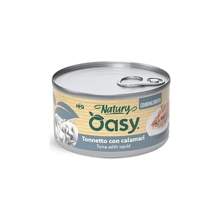 Вологий корм для котів OASY Natury Cooking Broth з тунцем та кальмаром у бульйоні, 85 г