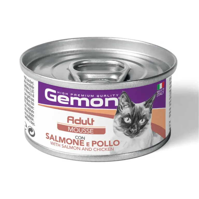 Вологий корм для котів Gemon Cat Adult мус з лососем і куркою, 85 г