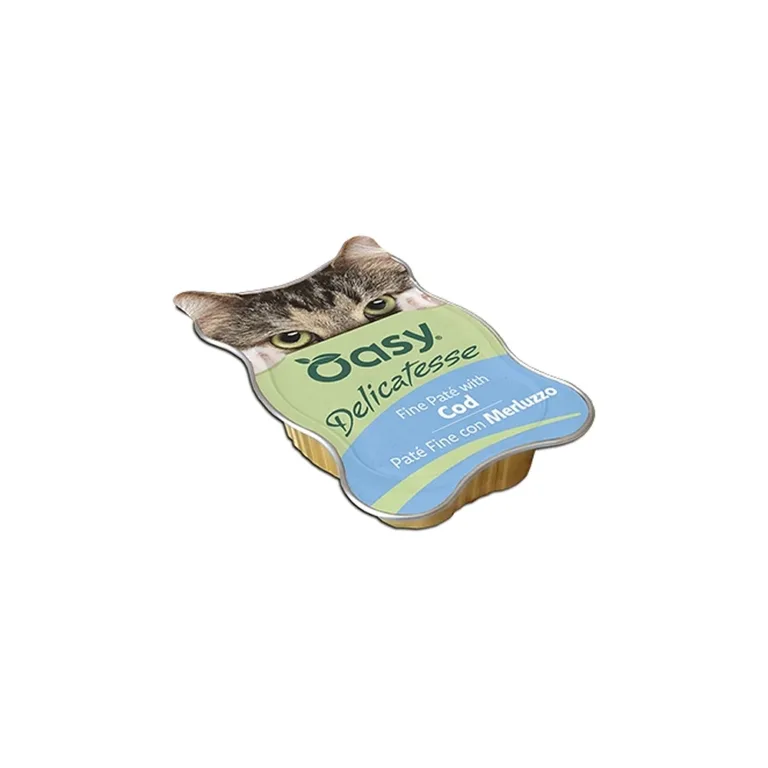 Вологий корм Oasy Delicatesse паштет з тріскою для котів, 85 г