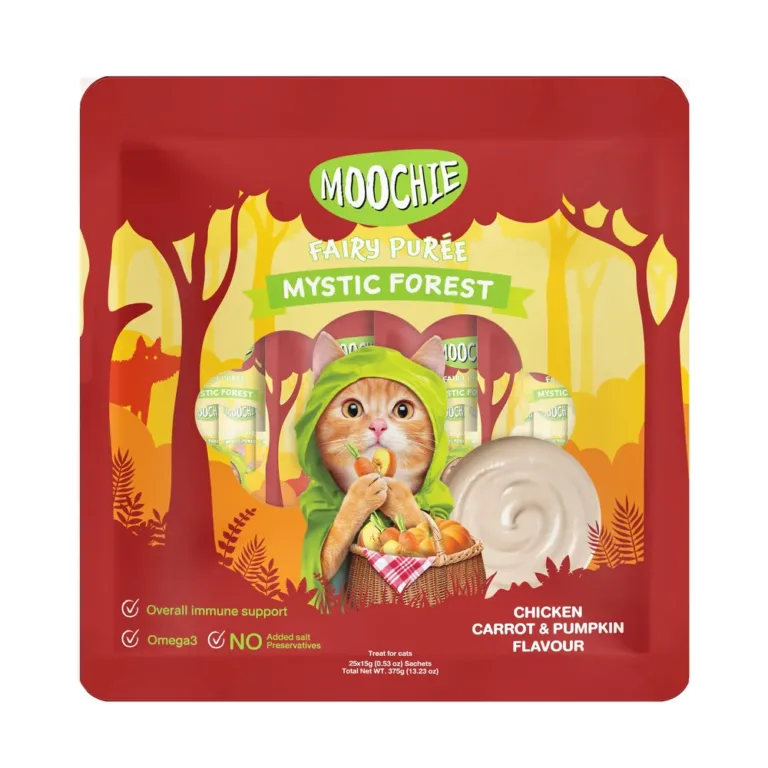 Кремові ласощі для котів Moochie Fairy Puree з куркою, морквою і гарбузом 25х15 г
