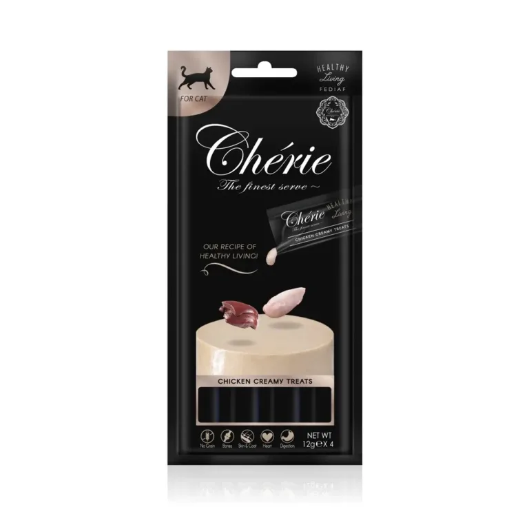 Кремові ласощі для котів Cherie Healthy Living Creamy Treat з куркою, 4 х 12 г