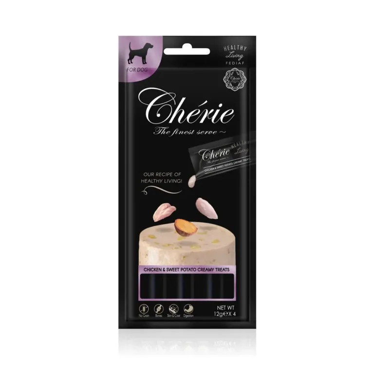 Кремові ласощі для собак Cherie Healthy Living Creamy Treat з куркою та бататом, 4 х 12 г