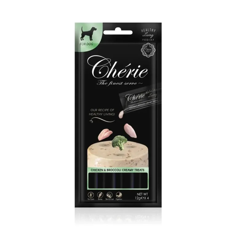 Кремові ласощі для собак Cherie Healthy Living Creamy Treat з куркою та броколі, 4 х 12 г
