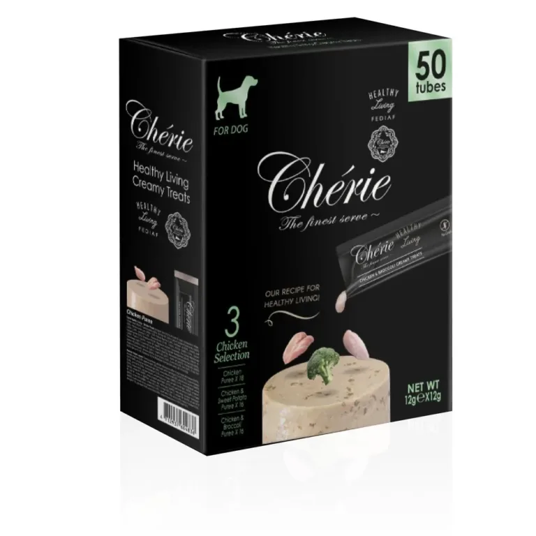 Кремові ласощі для собак Cherie Healthy Living Creamy Treat з куркою, мегапак 50 х 12 г