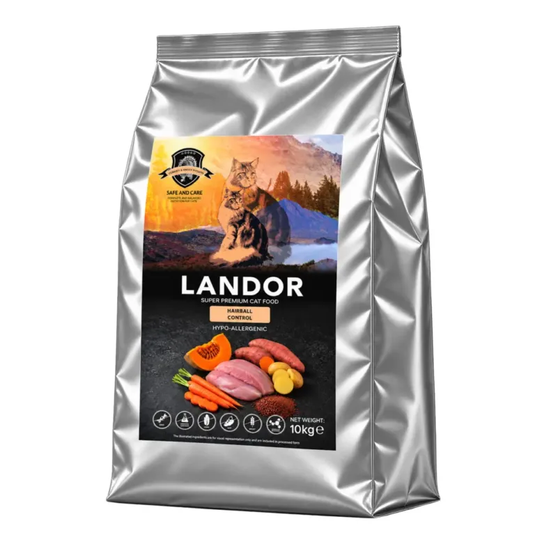 Сухий корм для котів Landor беззерновий для виведення шерсті з індичкою і бататом 10 кг (Оновлена рецептура)