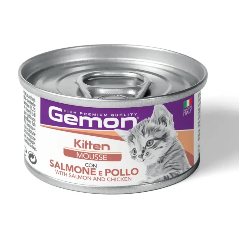 Вологий корм для кошенят Gemon Cat Kitten мус з лососем і куркою, 85 г