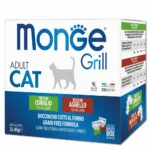 Набір вологих кормів для котів Monge Cat Grill MIX (кролик, ягня), 12 паучів по 85 г