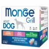 Набір вологих кормів для собак Monge Dog Grill MIX (лосось, свинина, ягня з овочами), 12 паучів по 100 г