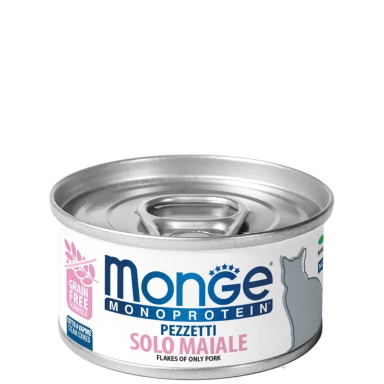 Вологий корм для котів Monge Monoprotein м'ясні пластівці зі свининою, 80 г