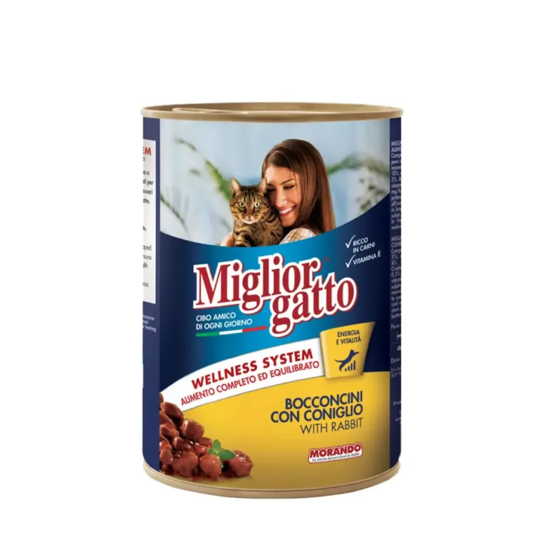 Вологий корм Migliorgatto для котів, шматочки з кроликом, 405 г