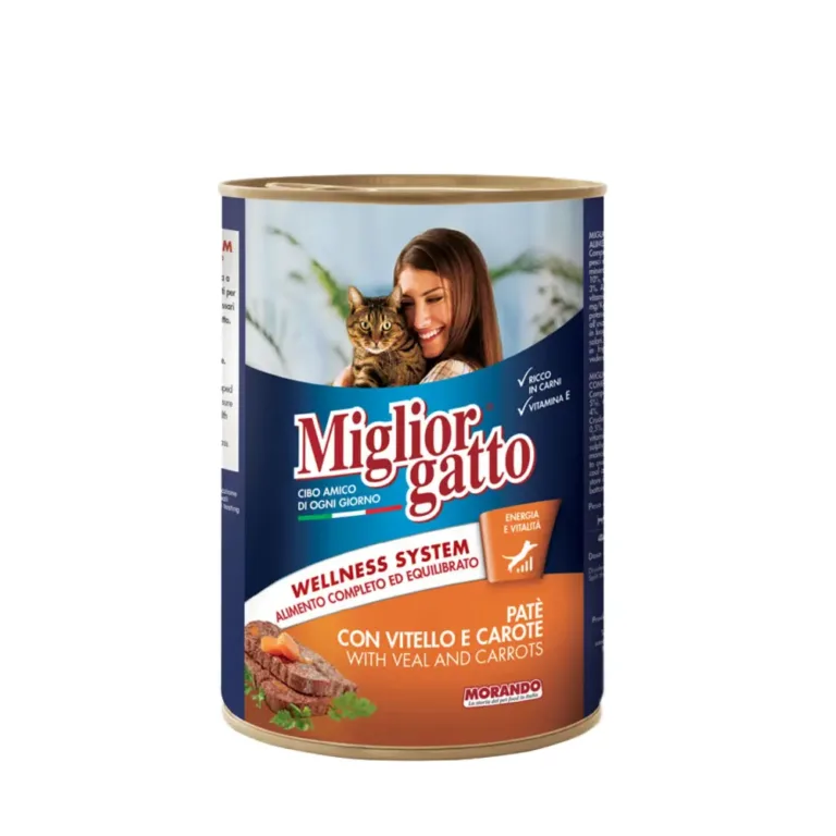 Вологий корм Migliorgatto для котів, паштет з телятиною та морквою, 400 г
